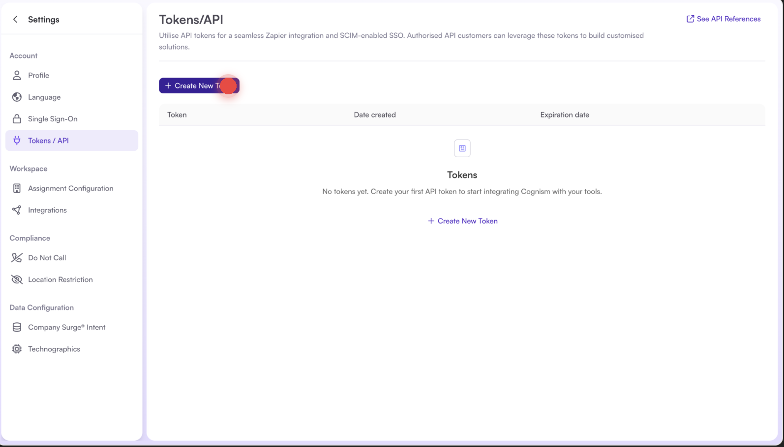 How to generate a new Cognism API token and use it for API integration