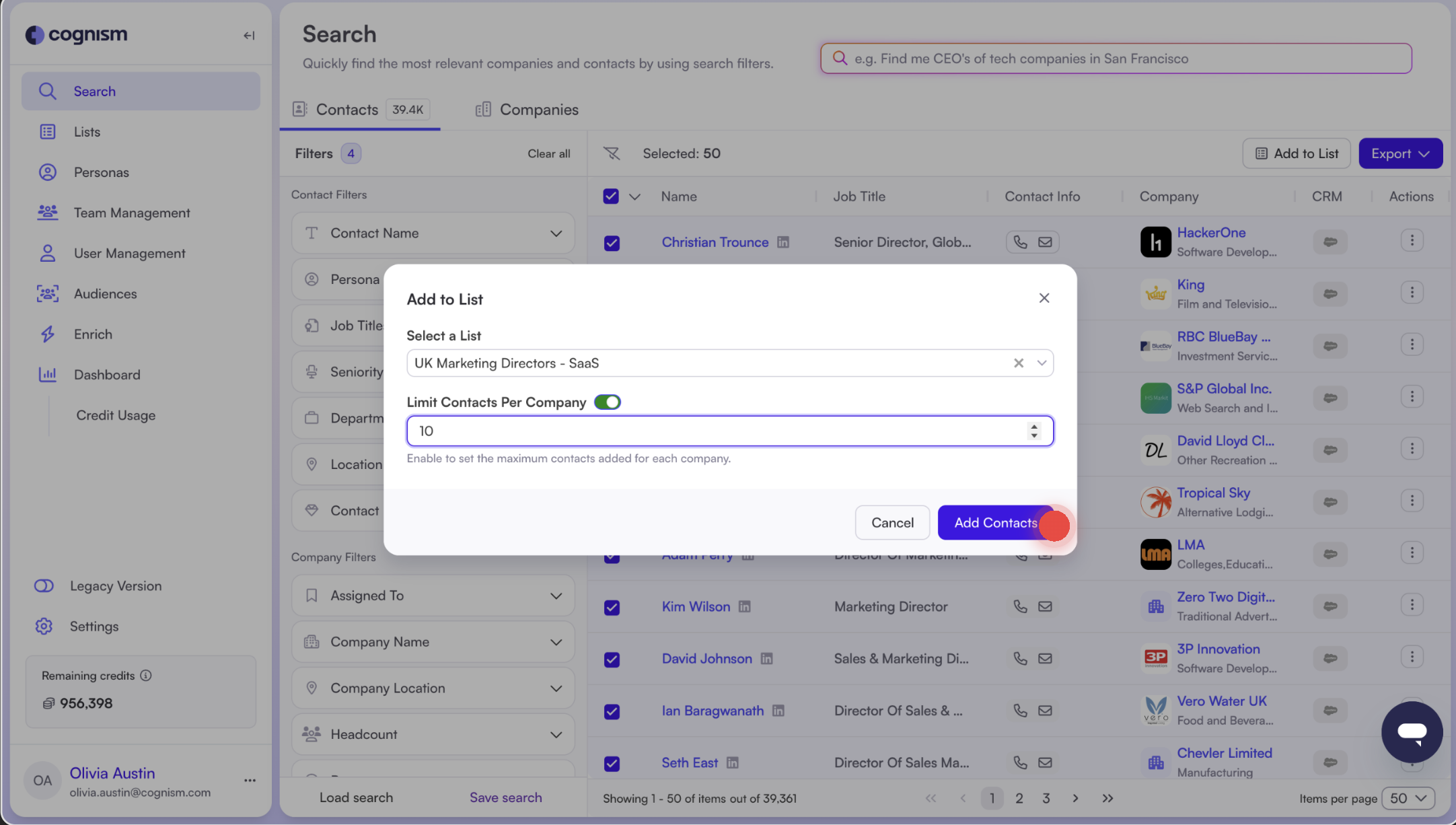 How to build and use lists in Cognism